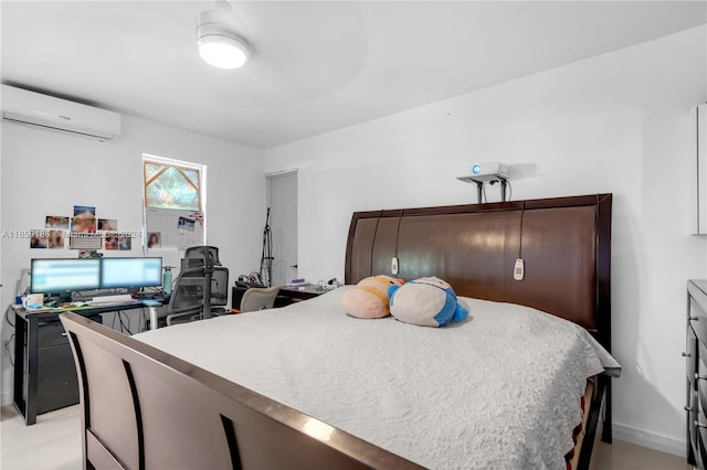 bedroom featuring a wall mounted AC