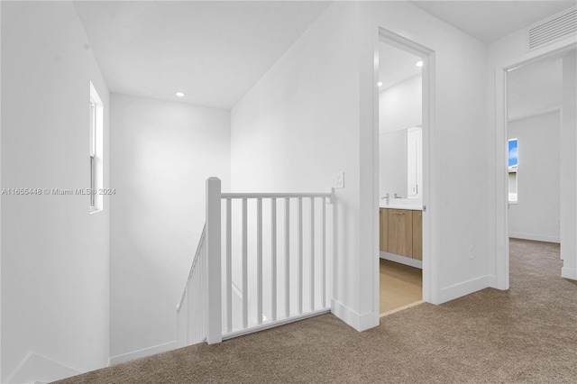 12267 SW 43rd Ct, Davie, FL 33330 - corridor with an upstairs landing, carpet, recessed lighting, and plenty of natural light