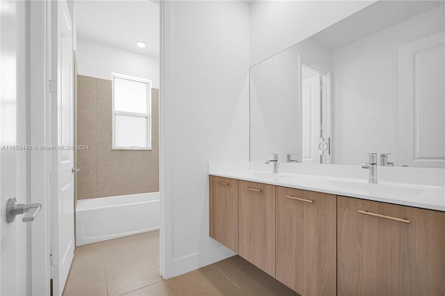 12267 SW 43rd Ct, Davie, FL 33330 - bathroom featuring tile patterned floors, double vanity, and shower / bath combination