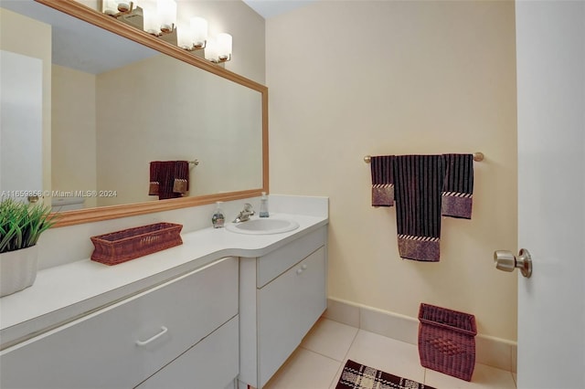 bathroom with vanity and tile patterned floors