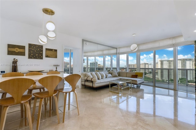 dining room featuring expansive windows