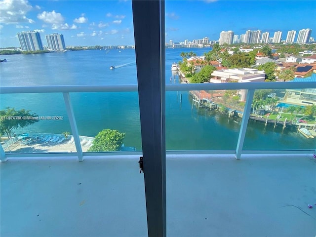 balcony with a water view