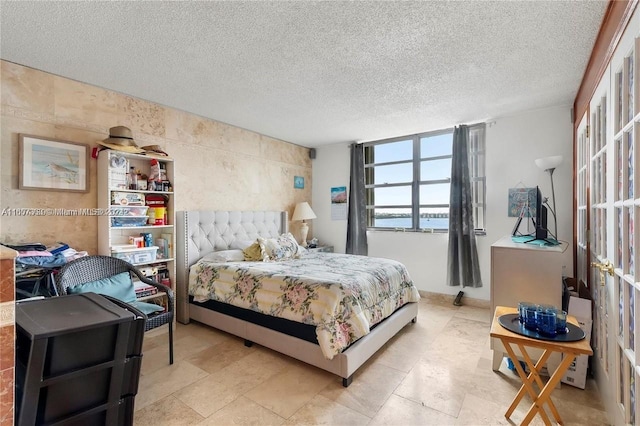 bedroom with a textured ceiling