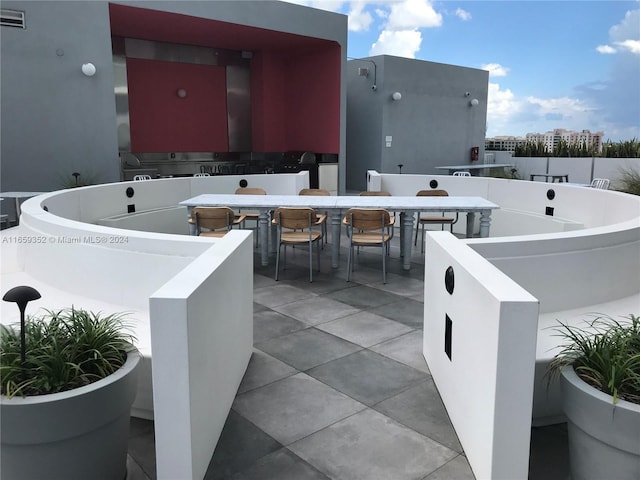 view of patio with a bar