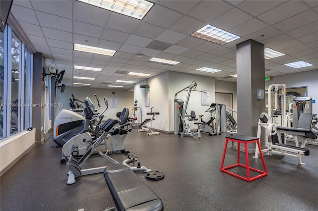 gym with a drop ceiling