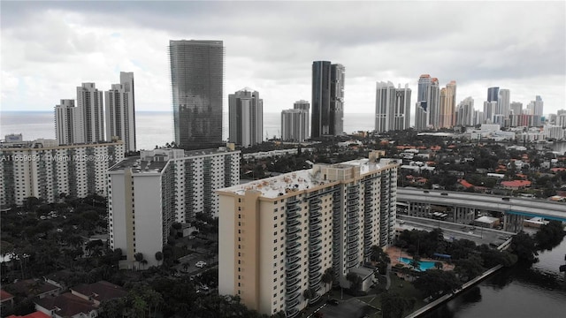 view of city with a water view