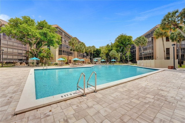 view of pool featuring a patio