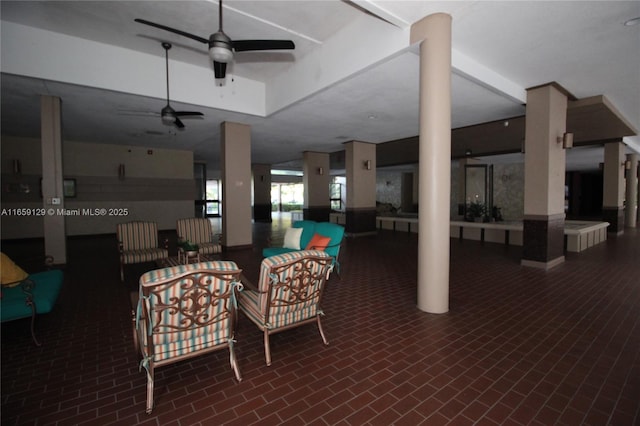 view of patio with ceiling fan