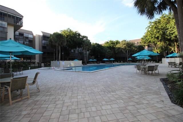 view of pool featuring a patio area