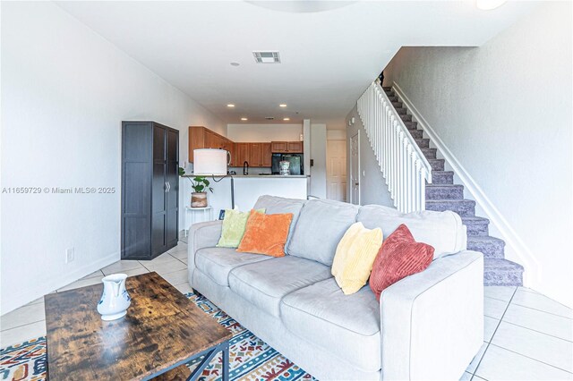 view of tiled living room