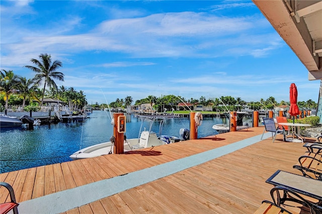 view of dock featuring a water view