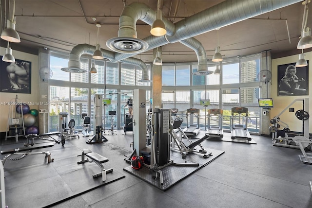 gym with plenty of natural light