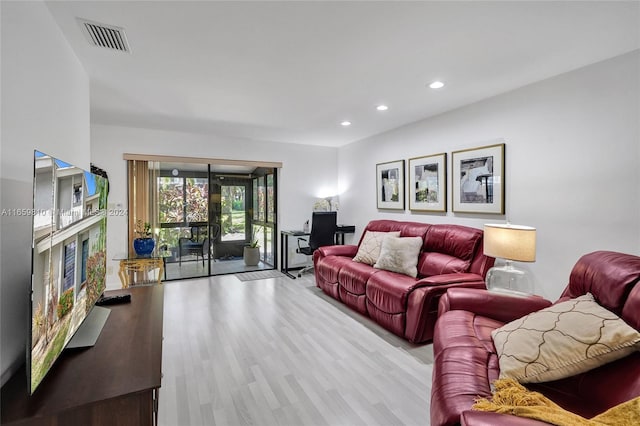 living room featuring light hardwood / wood-style floors