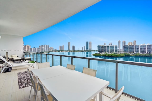 balcony with a water view