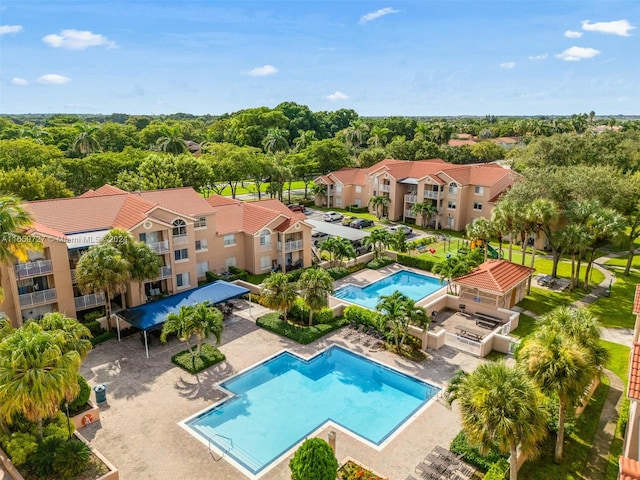 view of swimming pool with a gazebo and a patio