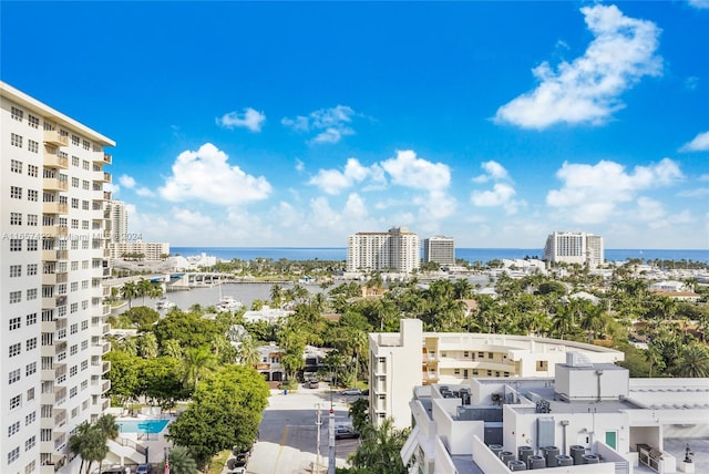 property's view of city with a water view