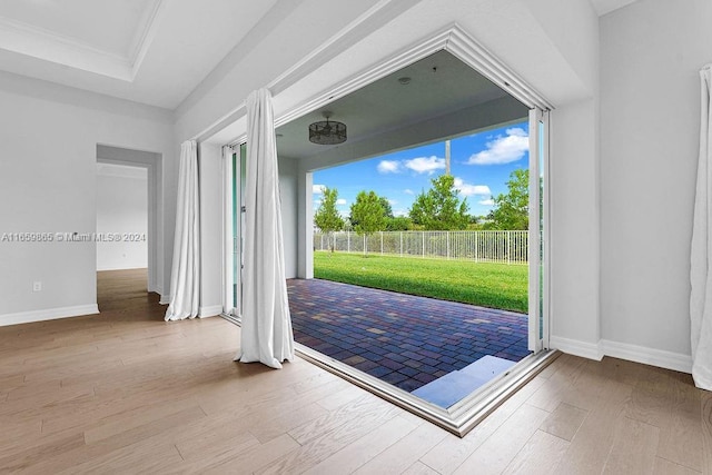 doorway to outside featuring light hardwood / wood-style floors and a healthy amount of sunlight