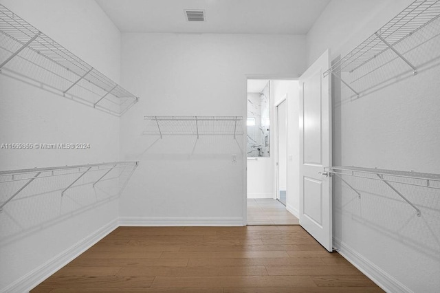 spacious closet featuring wood-type flooring