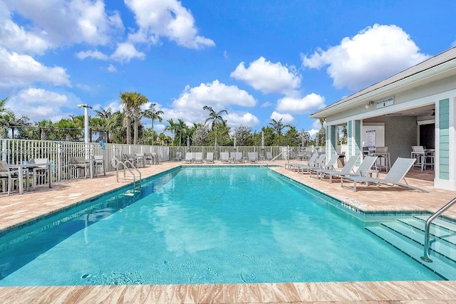 view of swimming pool with a patio