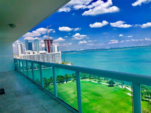 balcony with a water view