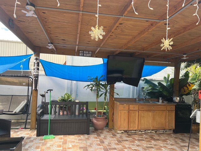 view of patio featuring sink