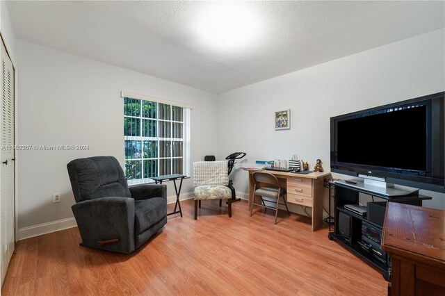 home office featuring light hardwood / wood-style floors