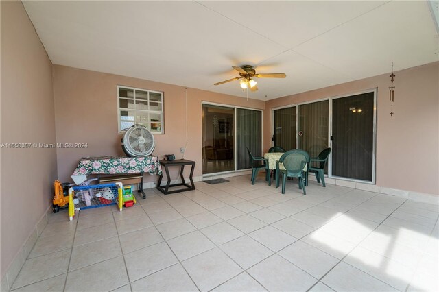 view of patio featuring ceiling fan