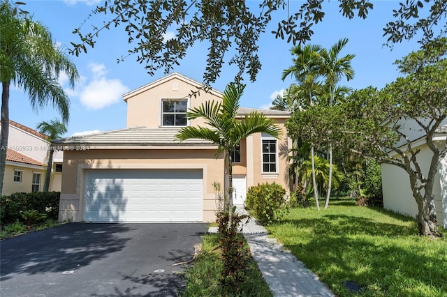 view of front of home with a front lawn