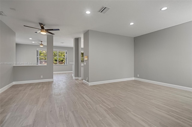 interior space featuring ceiling fan and light hardwood / wood-style floors