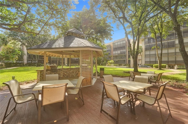 view of patio / terrace with a gazebo and a deck