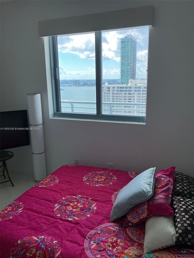 bedroom with a water view