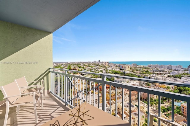 balcony with a water view