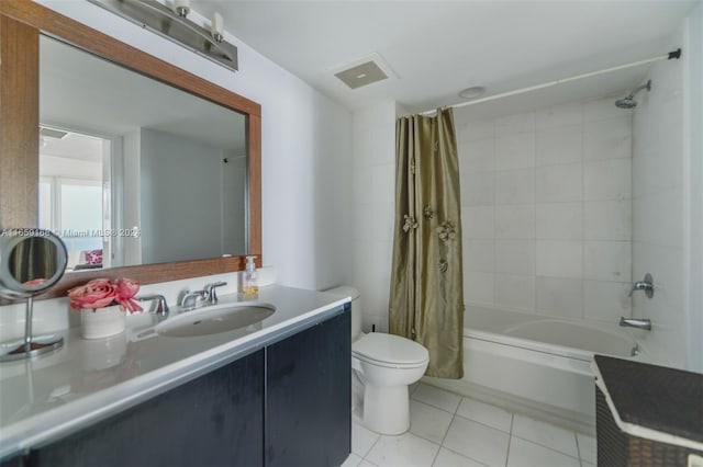 665 NE 25th St Unit 1704, Miami, FL 33137 - full bathroom featuring vanity, shower / bathtub combination with curtain, and tile patterned flooring
