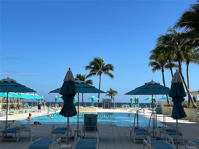 view of swimming pool featuring a patio