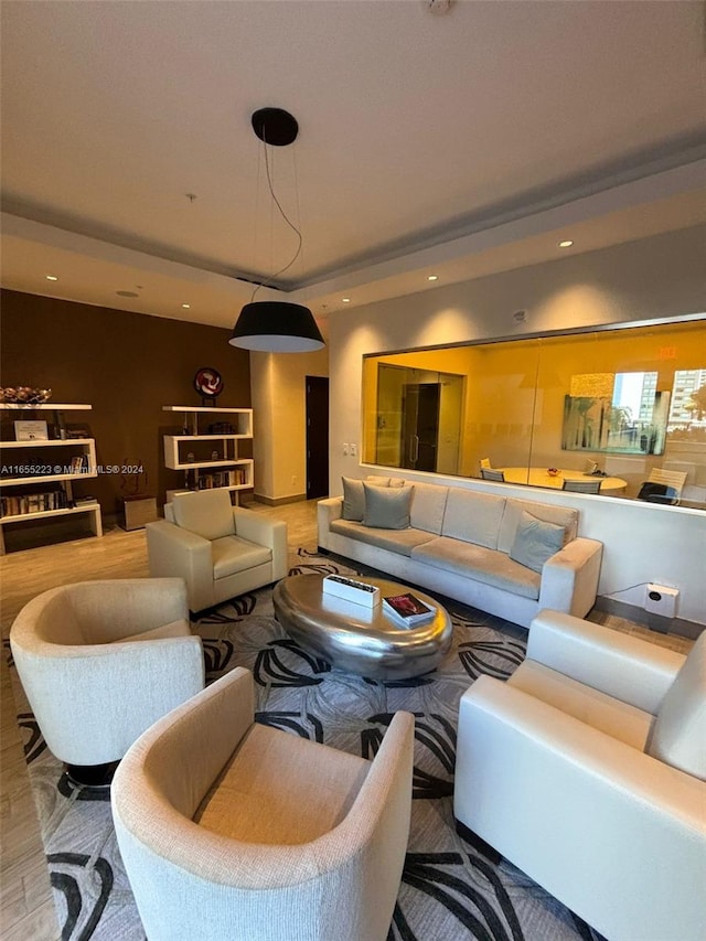 living room with wood-type flooring