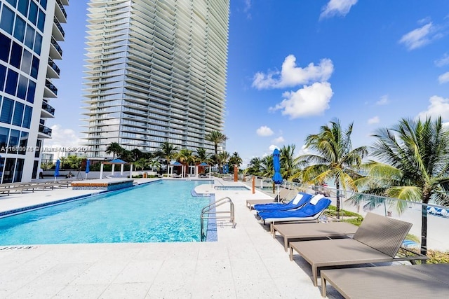 view of pool with a patio area