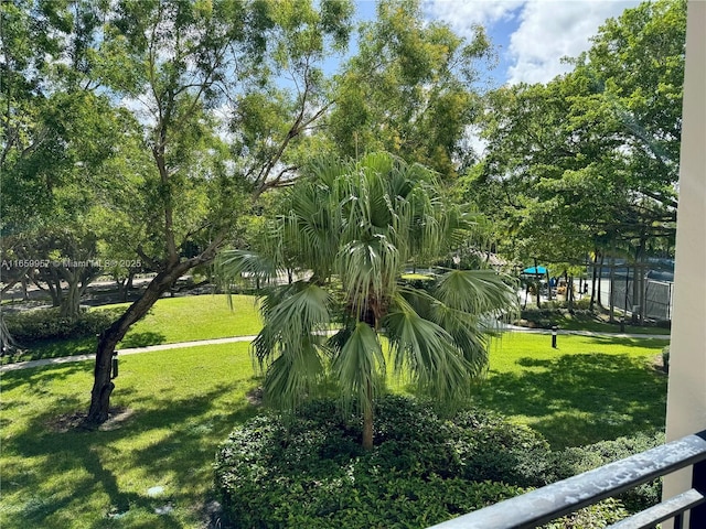 view of property's community with a lawn