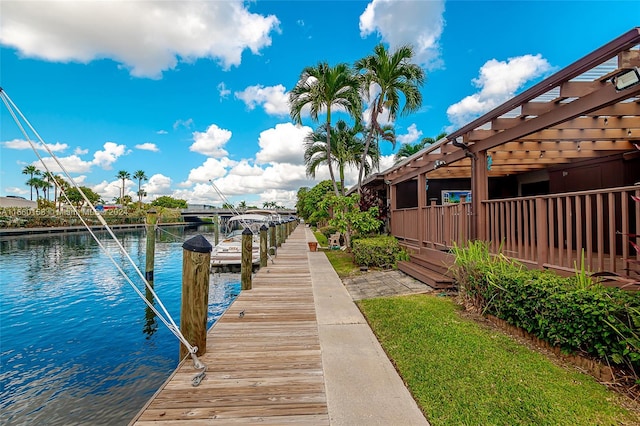 view of dock featuring a water view