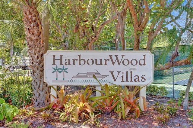 view of community sign