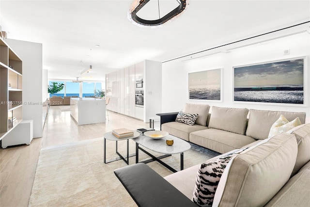 living room featuring light wood-type flooring