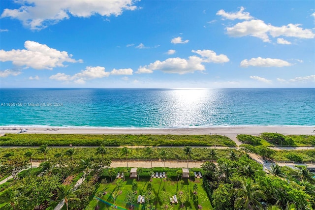 view of water feature featuring a beach view