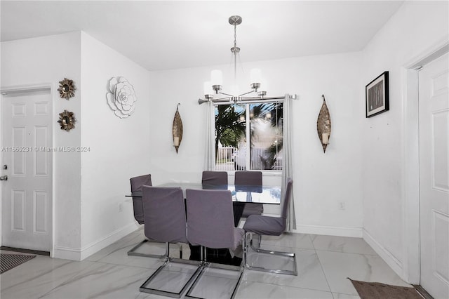 dining room with an inviting chandelier