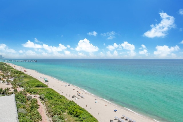 view of water feature featuring a beach view