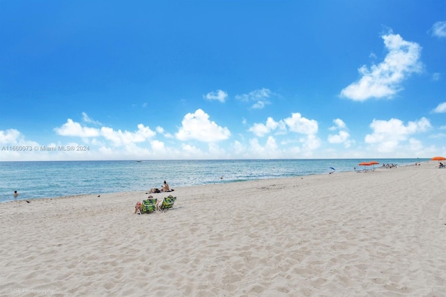 view of water feature featuring a beach view