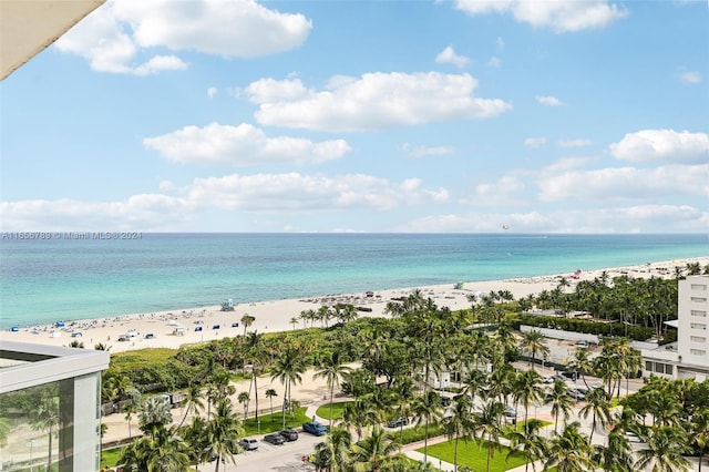 property view of water with a beach view