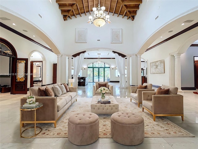 6710 SW 92nd St, Pinecrest, FL 33156 - common area featuring high vaulted ceiling and wooden ceiling with exposed beams