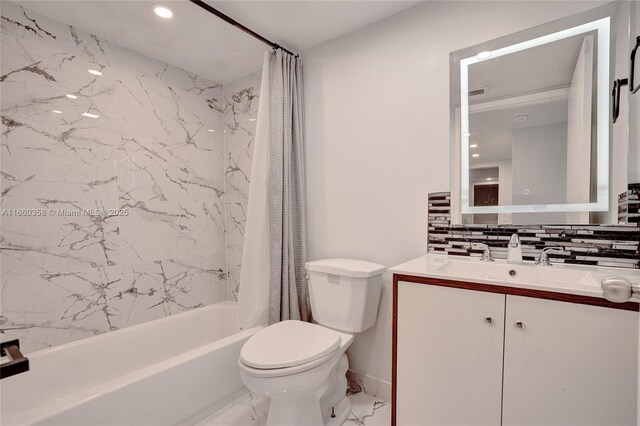 bathroom with decorative backsplash and vanity