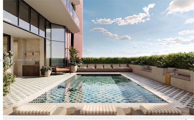 view of pool featuring a patio area