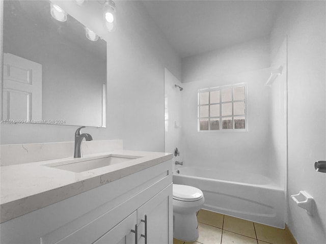 full bathroom featuring tile patterned flooring, vanity, toilet, and shower / bathing tub combination