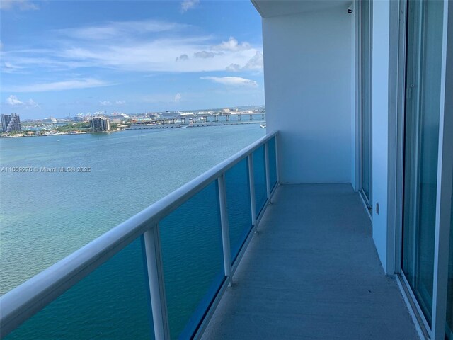 balcony with a water view